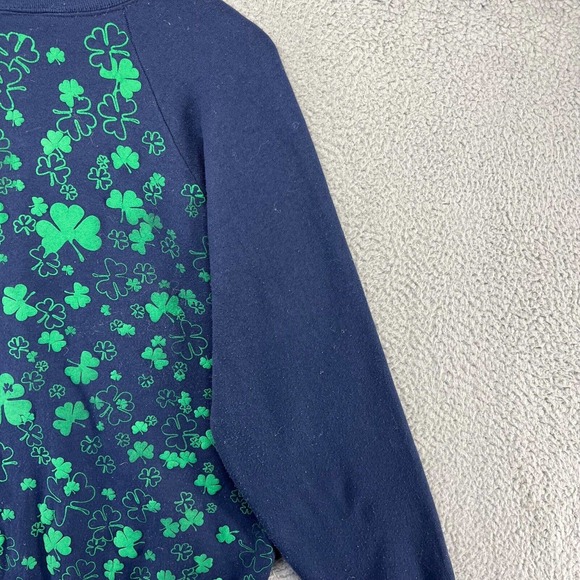 Vintage Irish Sweatshirt Men's Large Blue Green Crewneck Shamrock All Over Puff - Picture 11 of 15